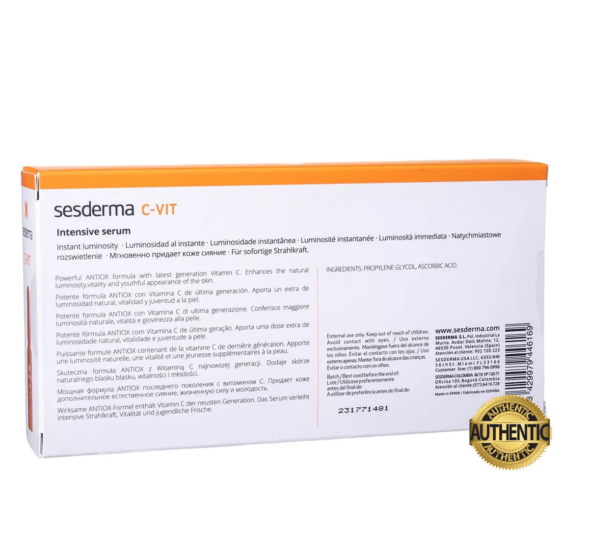 Vitamin C Face Serum Ampoules - Brightening & Anti-Aging, 10 Pack