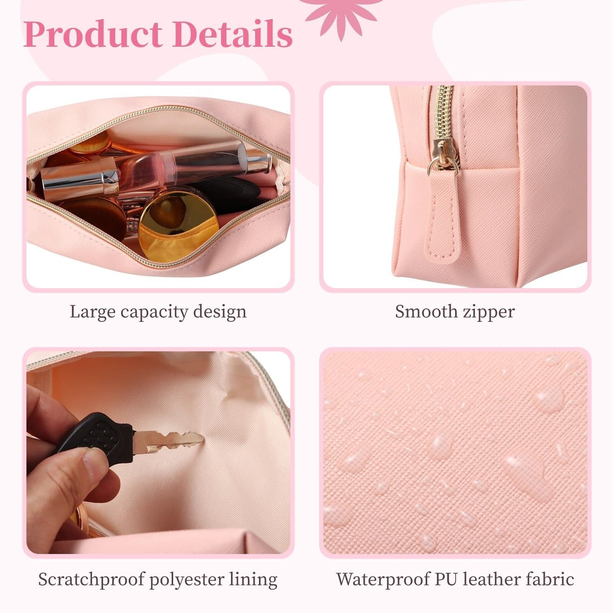 8 Pcs Waterproof Makeup Bags Set - Small PU Leather Cosmetic Organizers for Travel & Daily Use