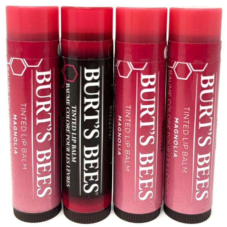 4 Pack Burt's Bees Tinted Lip Balm Magnolia 0.15 oz Natural Moisturizing