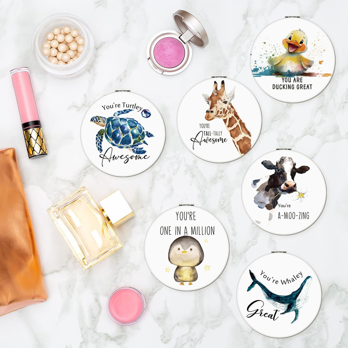6 Pack Inspirational Compact Mirrors for Women - Employee Appreciation Gift
