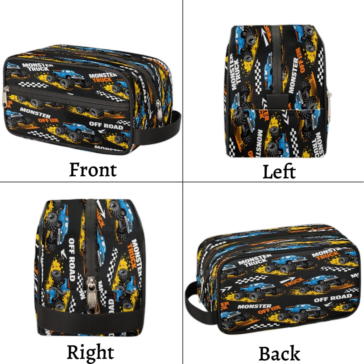 Kids Waterproof Hanging Toiletry Bag Travel Organizer with Trucks Design