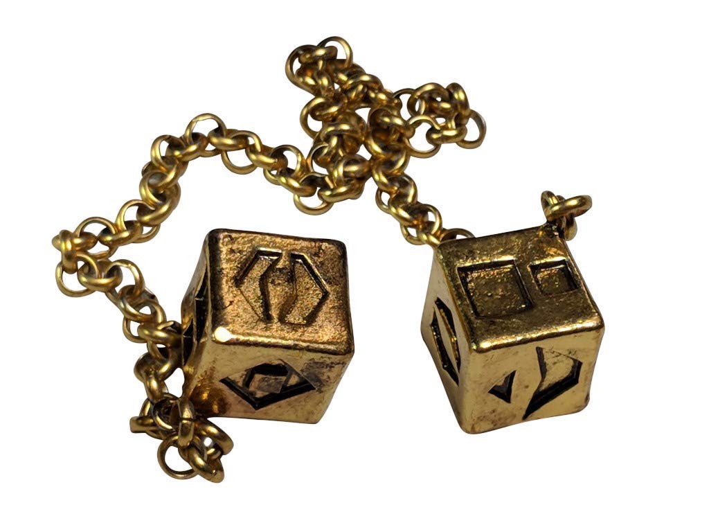 Antique Gold Weathered 3D Dice Jewelry Box – 10.5 Inch Long, Cubed Design