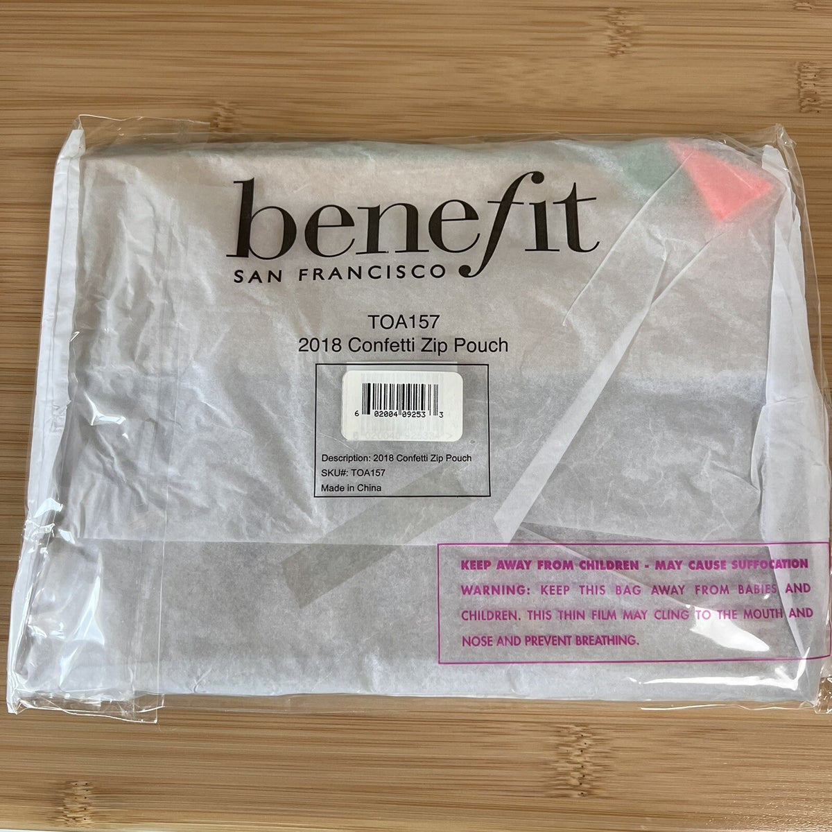 Benefit Confetti Cosmetic Zip Pouch - Clear Makeup Bag 2018 New