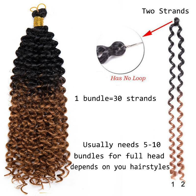 Hair Extensions Pre-Cilled Water Wave Crochet Braids Ombre 8-14 Inch