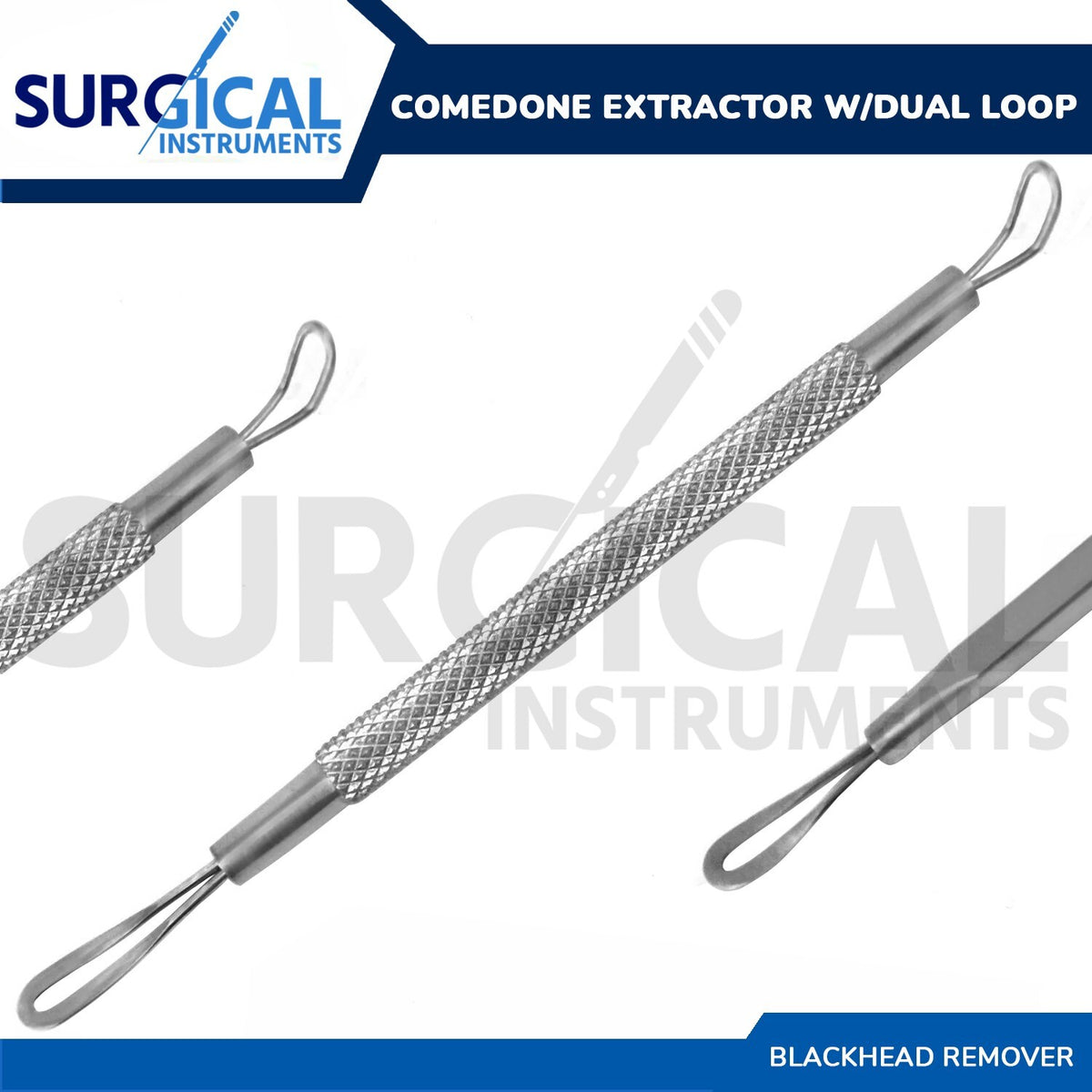 Comedone Extractor Blackhead Remover Acne Blemish Tool Kit - 3 Pcs Stainless Steel Set