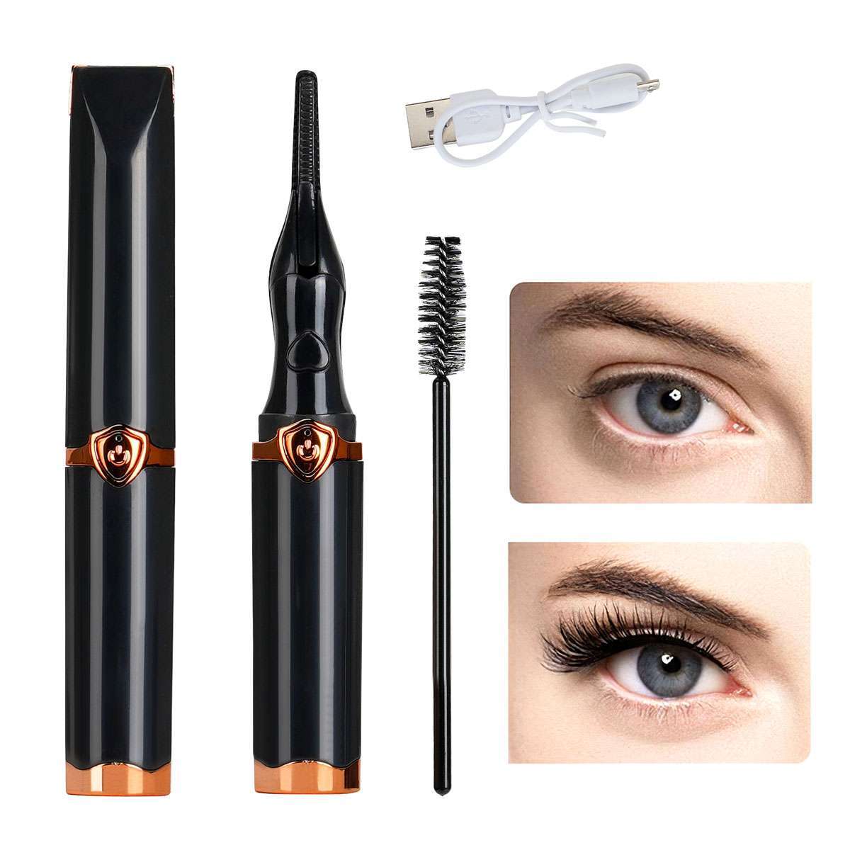 Rechargeable Heated Eyelash Curler with USB Charging and 3 Temperature Settings