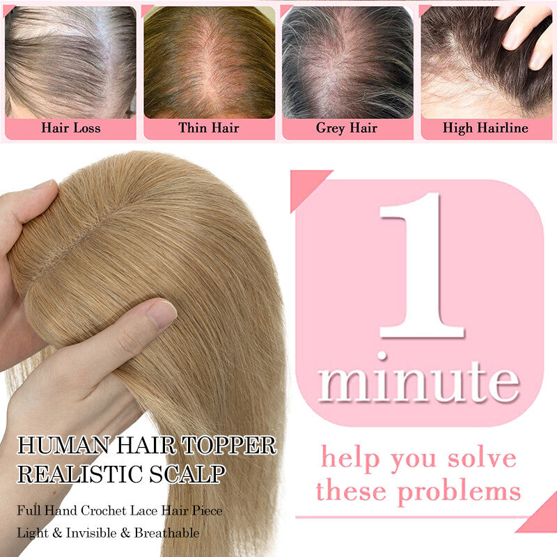 Clip-In Remy Human Hair Topper for Women with Thinning Hair