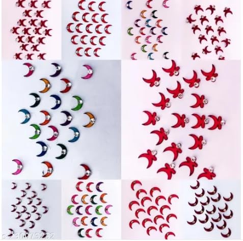 Moon Style Bindi Mix Color Pack of 8 Cards - Traditional & Festival Wear