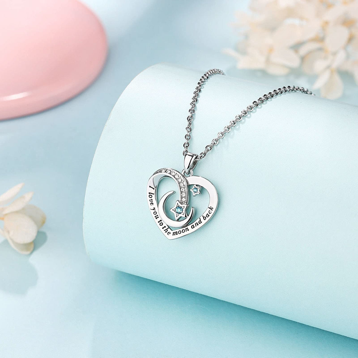 Personalized Granddaughter Necklace - Silver Plated Moon & Star Pendant, Gift for Daughter or Niece