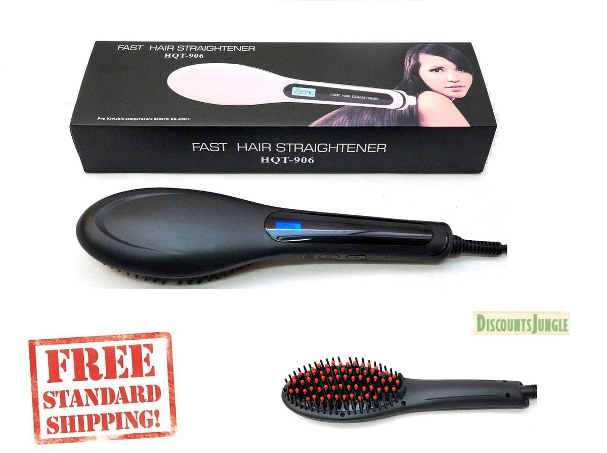Hair Straightening Brush with Temperature Control – Electronic Flat Iron Comb