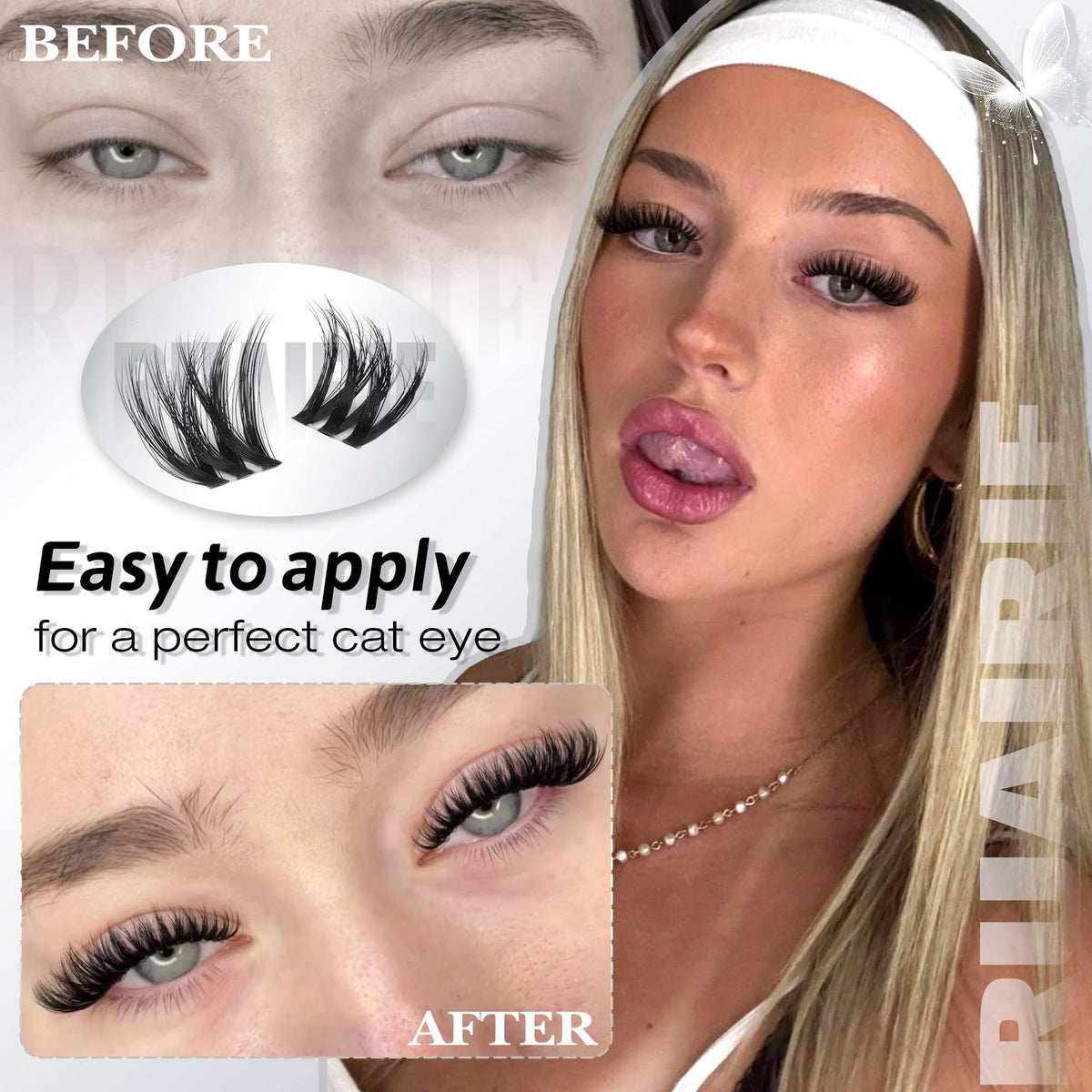 Wispy Fluffy Lash Clusters - Natural Volume False Eyelashes, Black