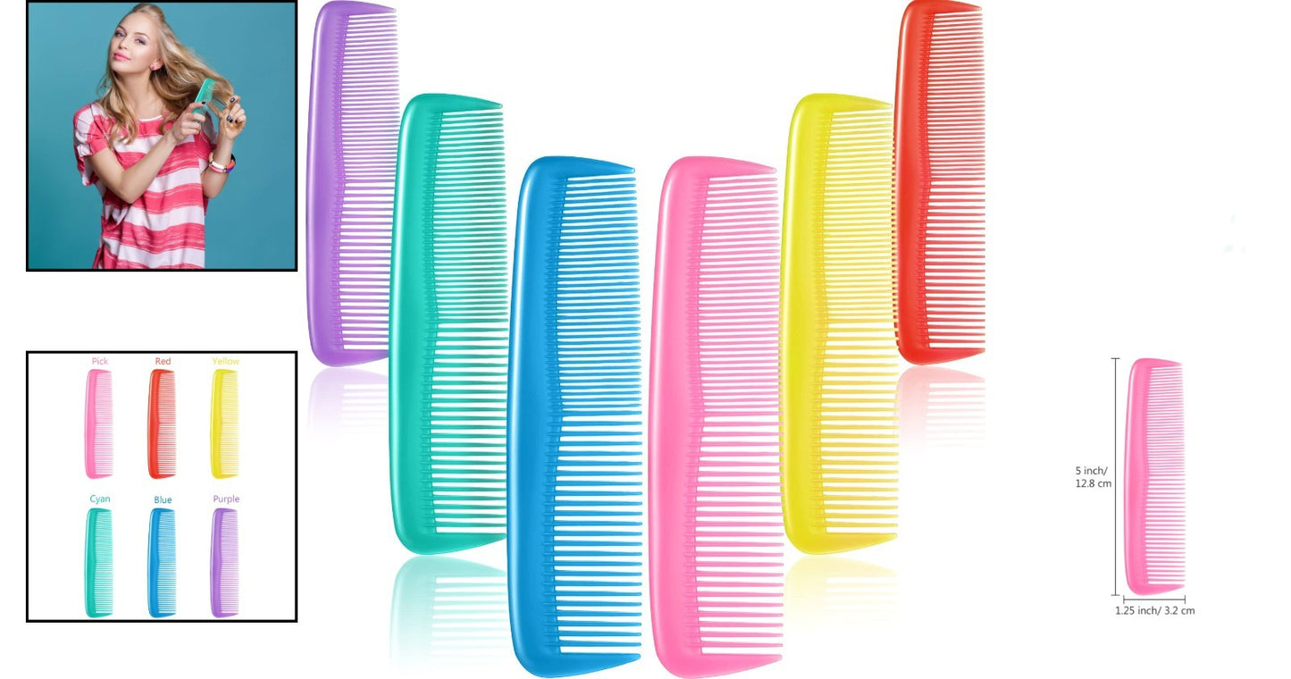 12-Piece Portable Hair Comb Set for Styling & Travel - Vibrant Colors