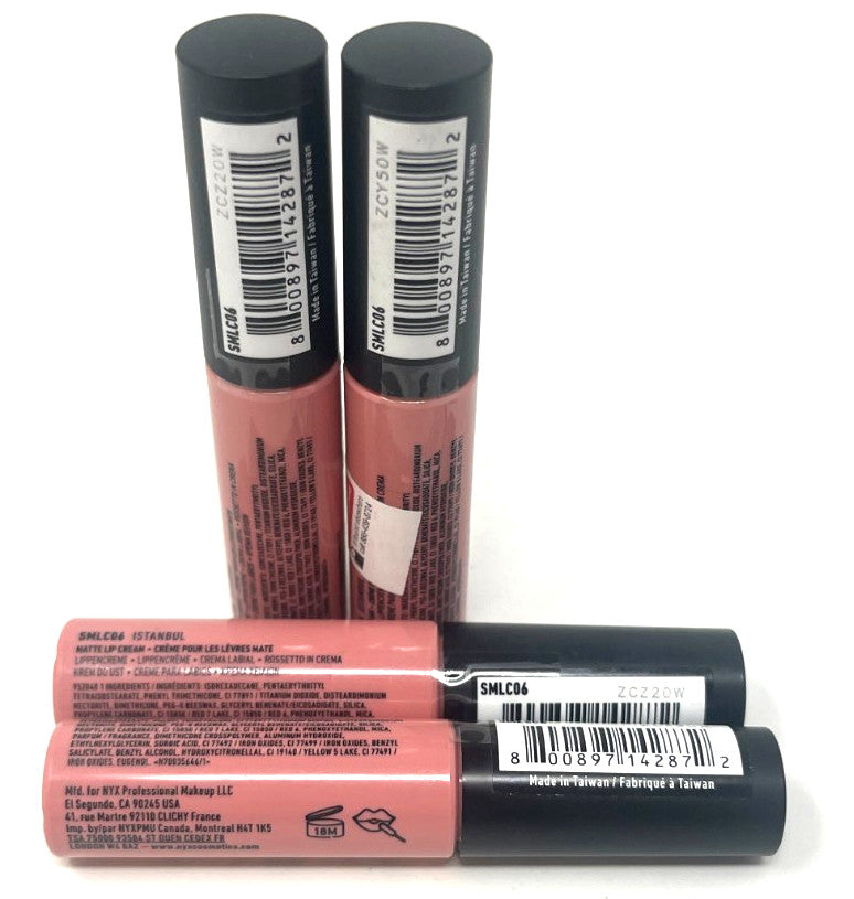 Set of 4 NYX Soft Matte Lip Creams - Istanbul, Sealed, 0.27 fl oz