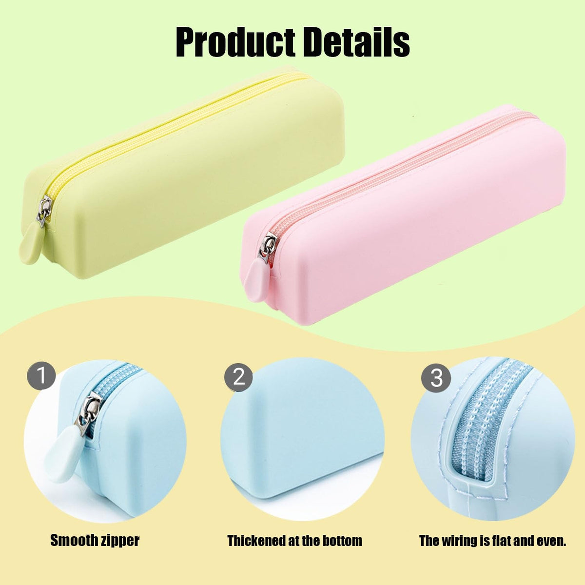 Silicone Cosmetic Bag Set - Pink and Yellow 8.46x2.36x2.17 Inches, 2 Pack