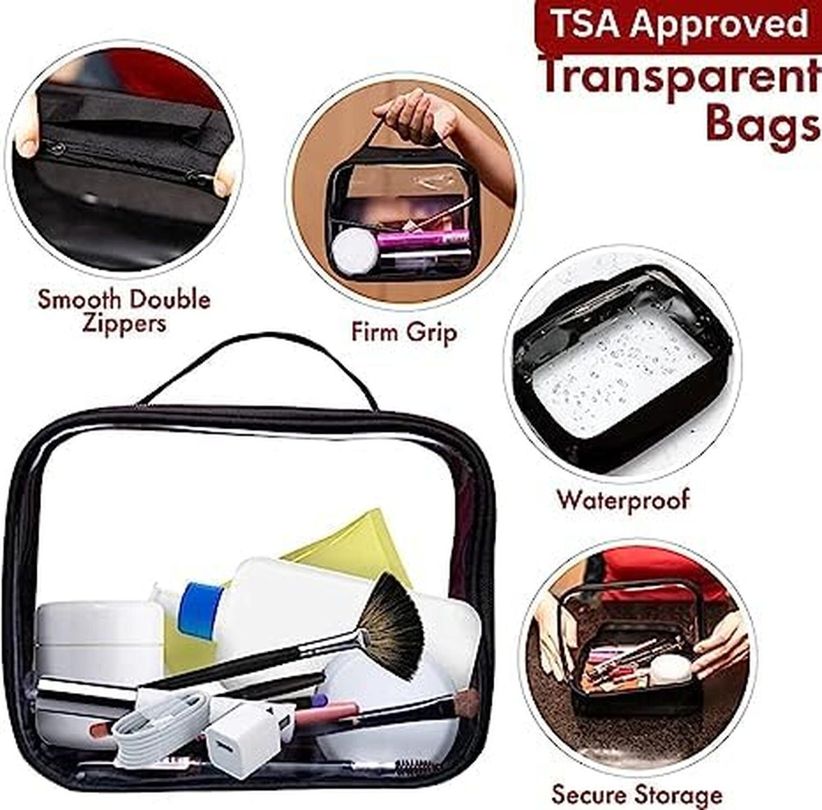 TSA Approved Clear Toiletry Bag - Waterproof Makeup & Travel Organizer