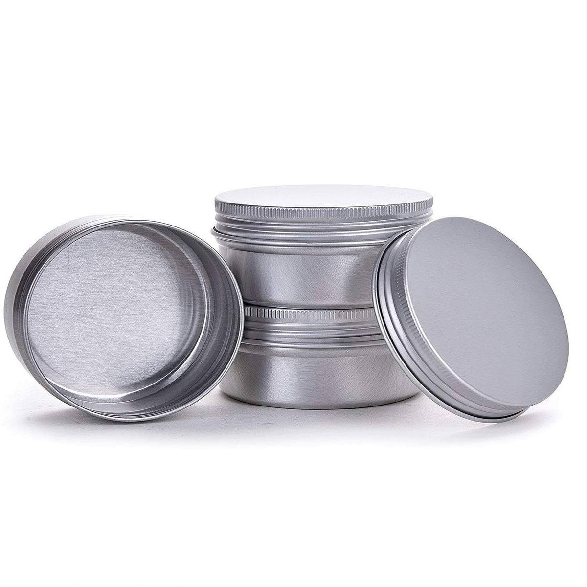 4 Ounce Aluminum Tin Jars with Screw Lids - 12 Pack Cosmetic Containers