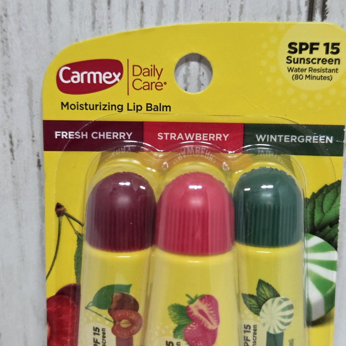 Carmex 3 Pack SPF 15 Lip Balm Set - Cherry Strawberry Wintergreen