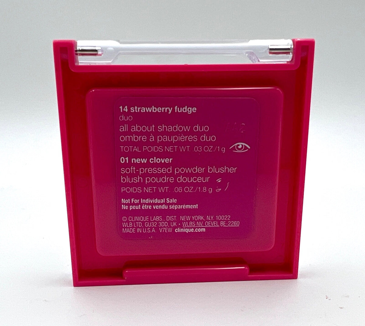 Clinique All About Shadow Duo - 14 Strawberry Fudge & 01 New Clover, 1.8g Eye & Cheek Makeup Set