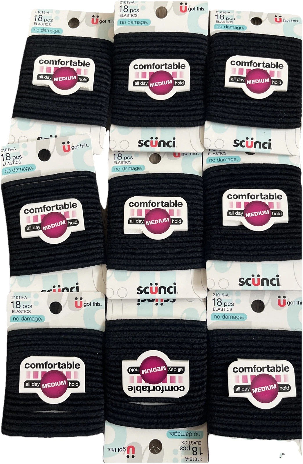 18 Pack Scunci No Damage Comfort Classic Hair Elastics Black 18pcs