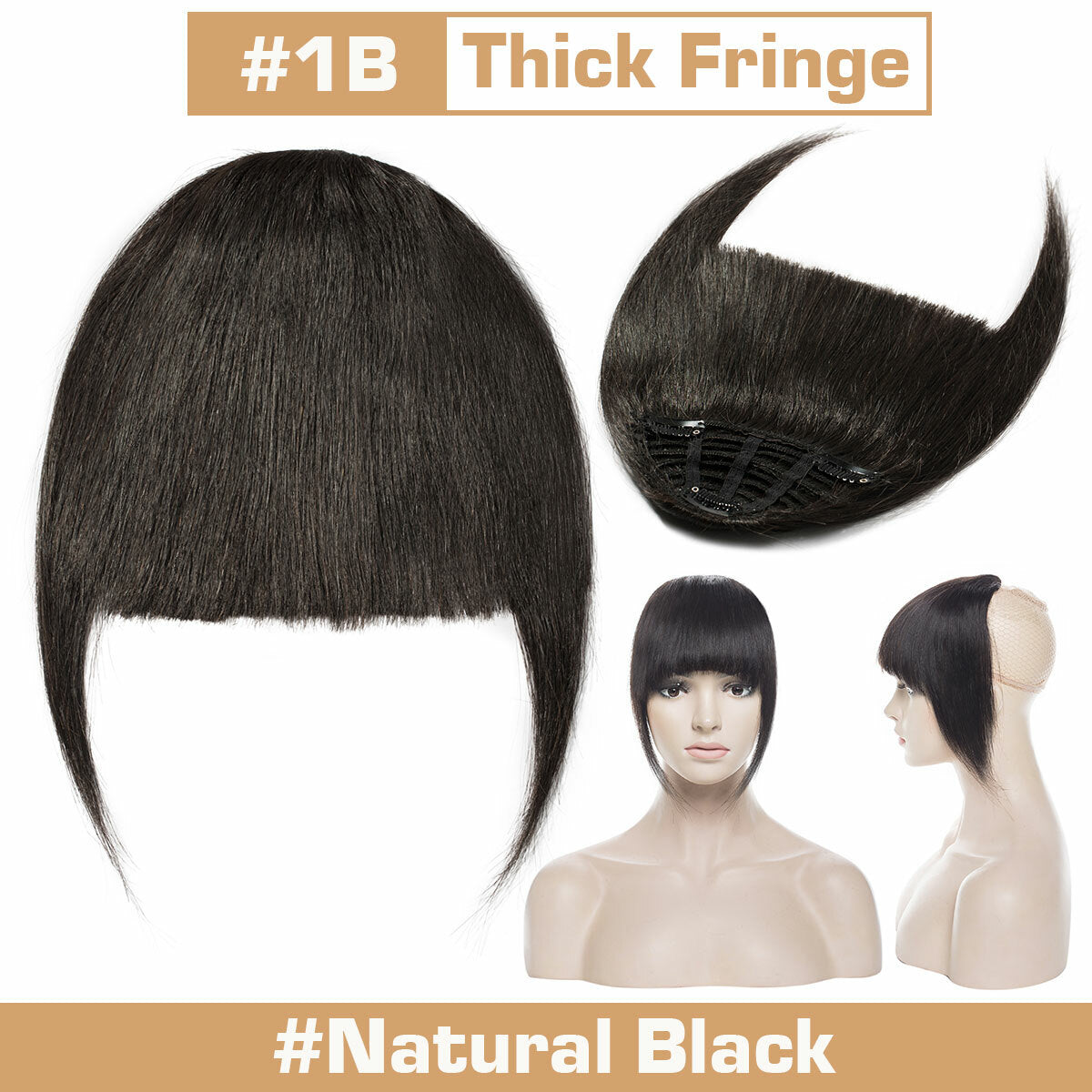 Clip-In Hair Fringes for Thick & Choppy Bangs - Remy Human Hair Extensions