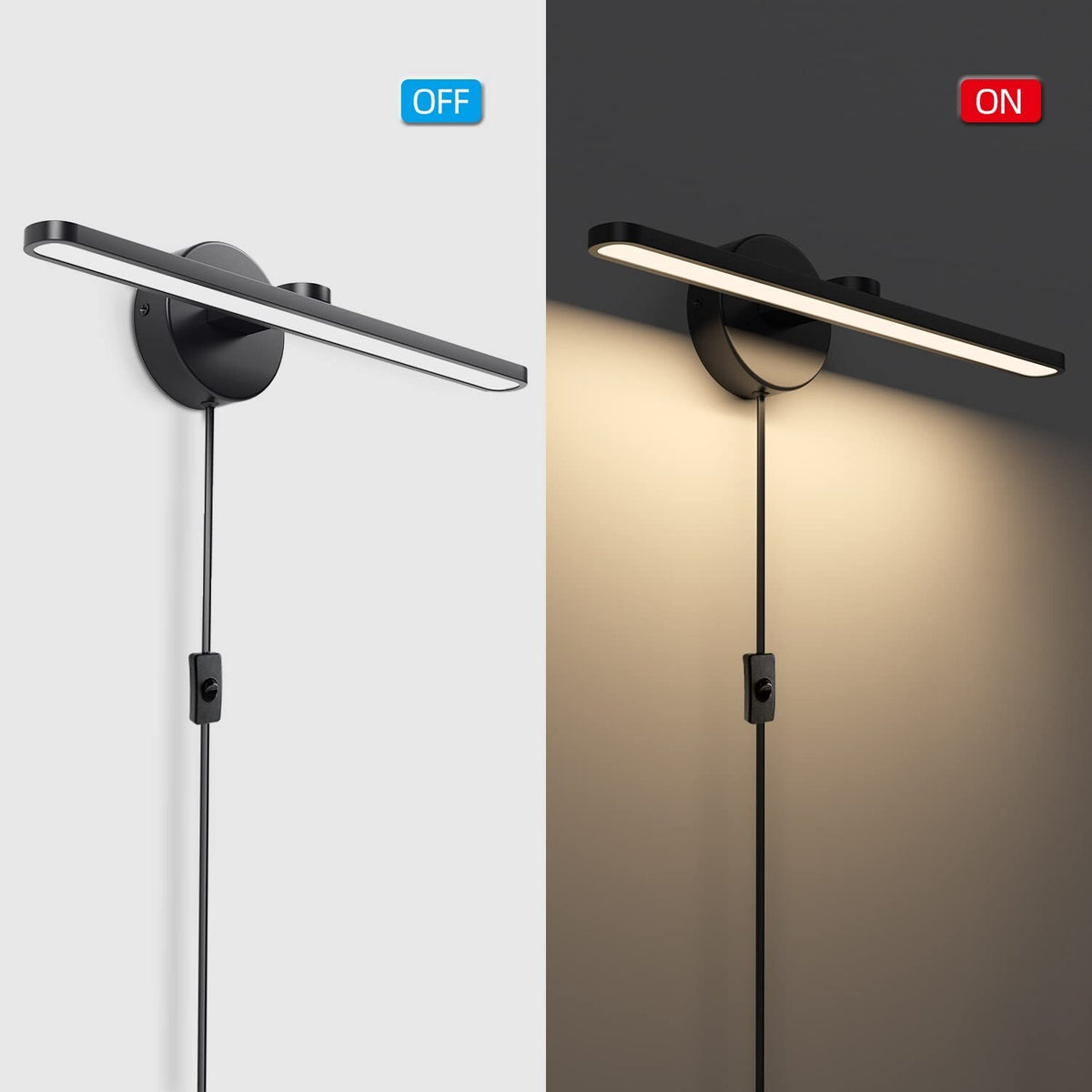 16-Inch Matte Black Bathroom Vanity Light LED Wall Sconce