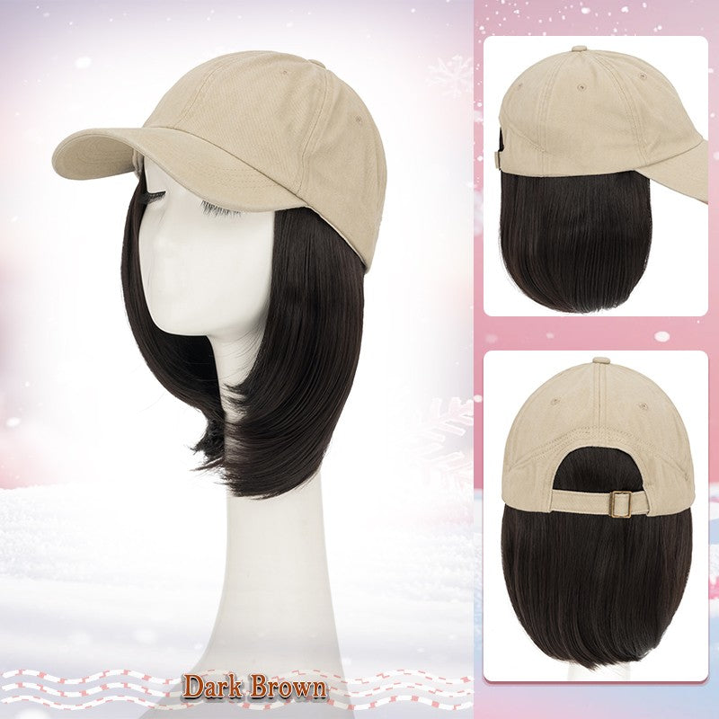 Unisex Wavy Long Hair Beret Cap with Synthetic Hair - Casual Hat Wig