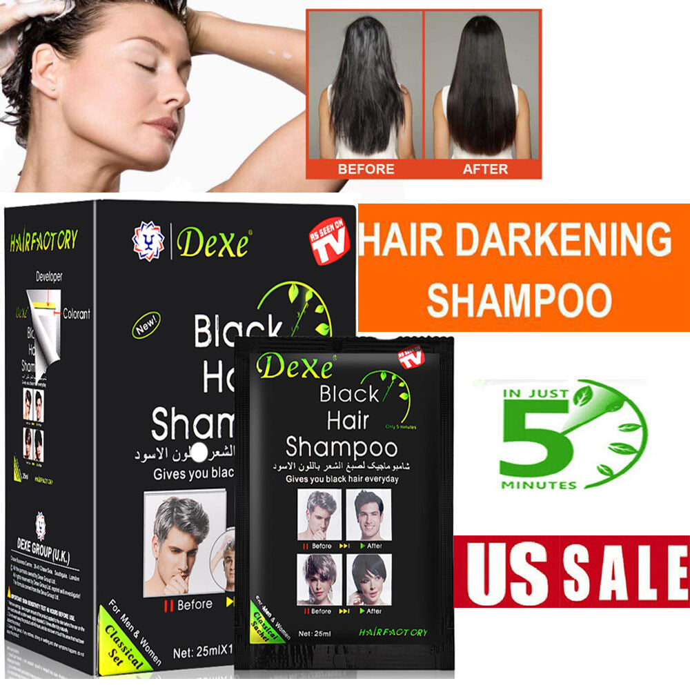 Black Hair Shampoo - 10 Sachets, Herbal Color & Repair