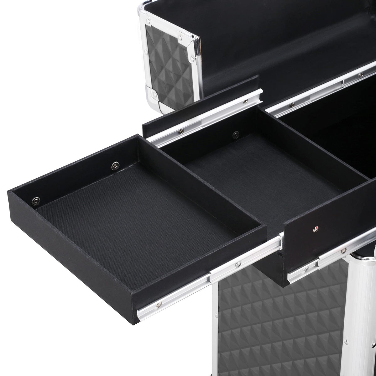 Large Professional Makeup Case with Rolling Wheels & Lockable Compartments