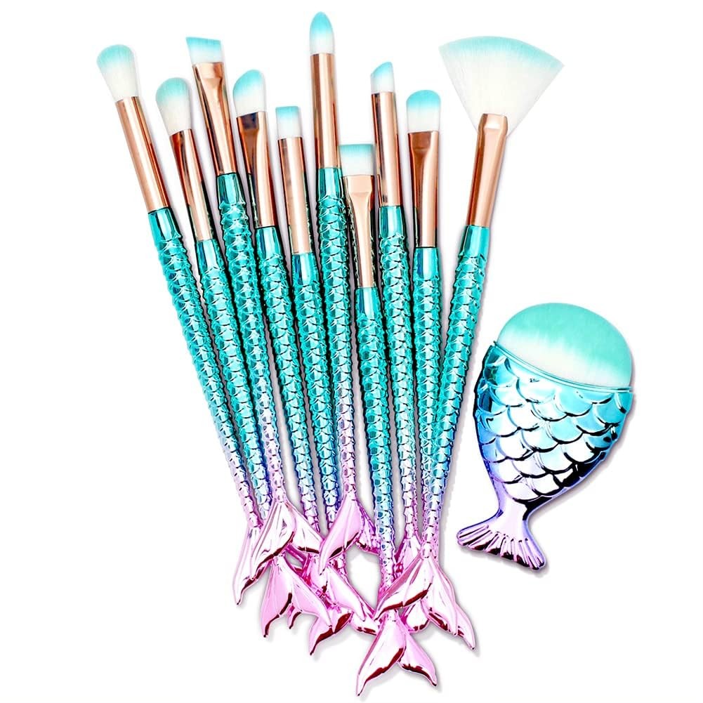 11PCS Makeup Brush Set for Face Eyes Blush Foundation Eyeliner - Soft Bristles