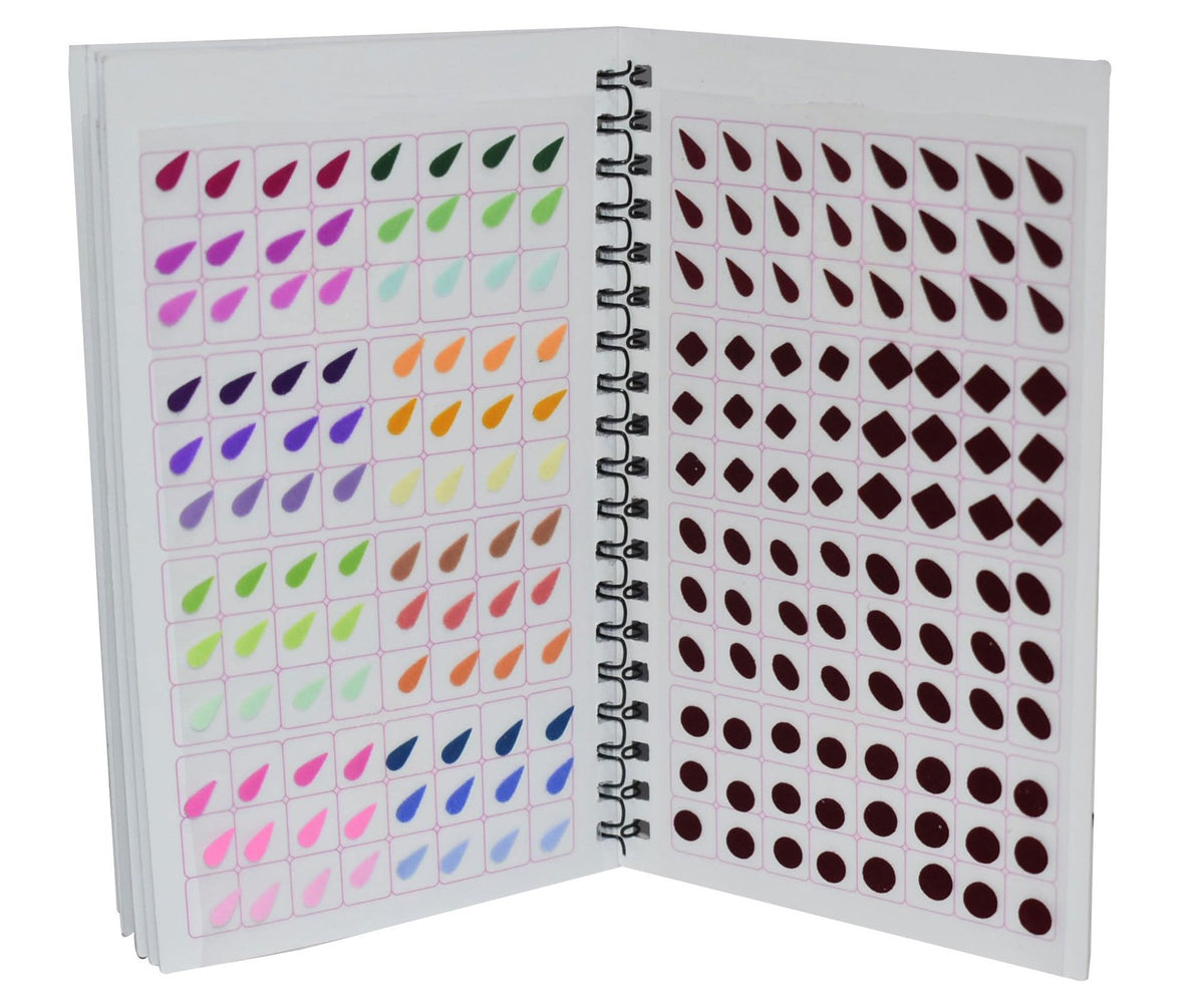 Self-Adhesive Bindi Booklet with Multicolor & Gold Crystal Border - Reusable Women’s Traditional Forehead Adornment
