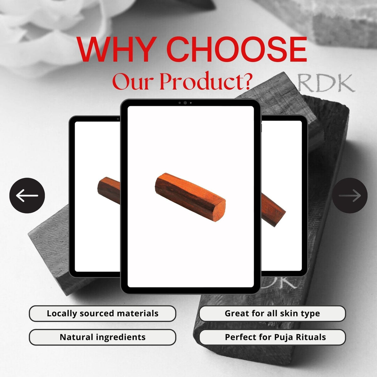 Red Sandalwood Stick for Pooja & Healing - Lal Chandan 135-145g
