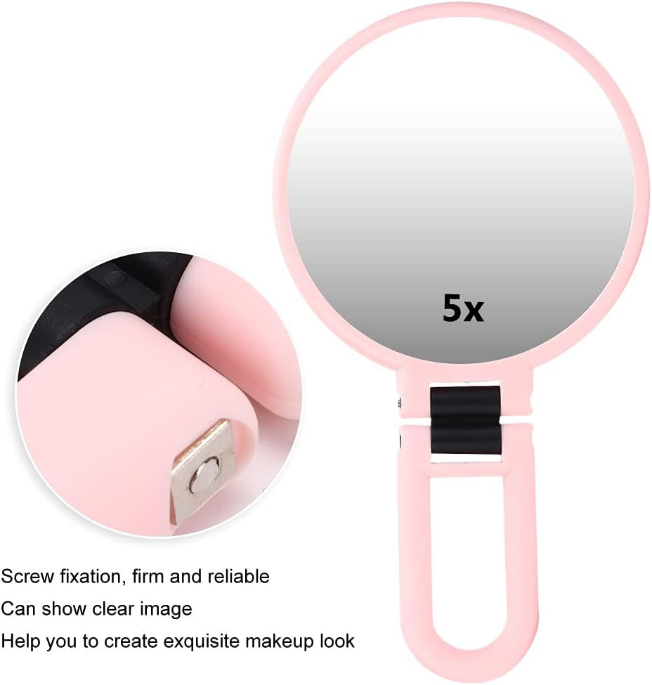 Portable Travel Mirror with 5X Magnification - Folding Cosmetic Mirror for Makeup