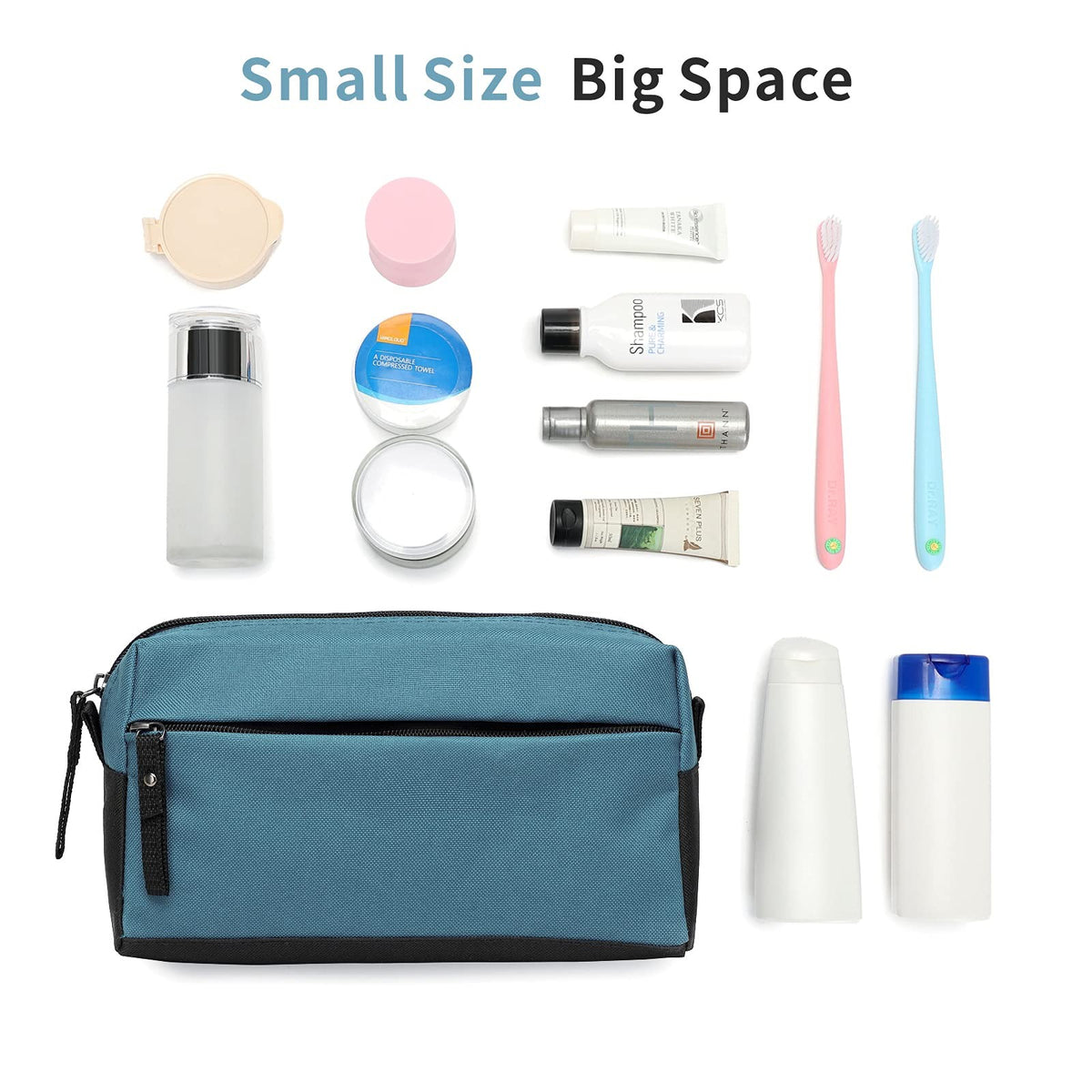 Waterproof Travel Toiletry Bag with Separate Compartments - Silver Blue