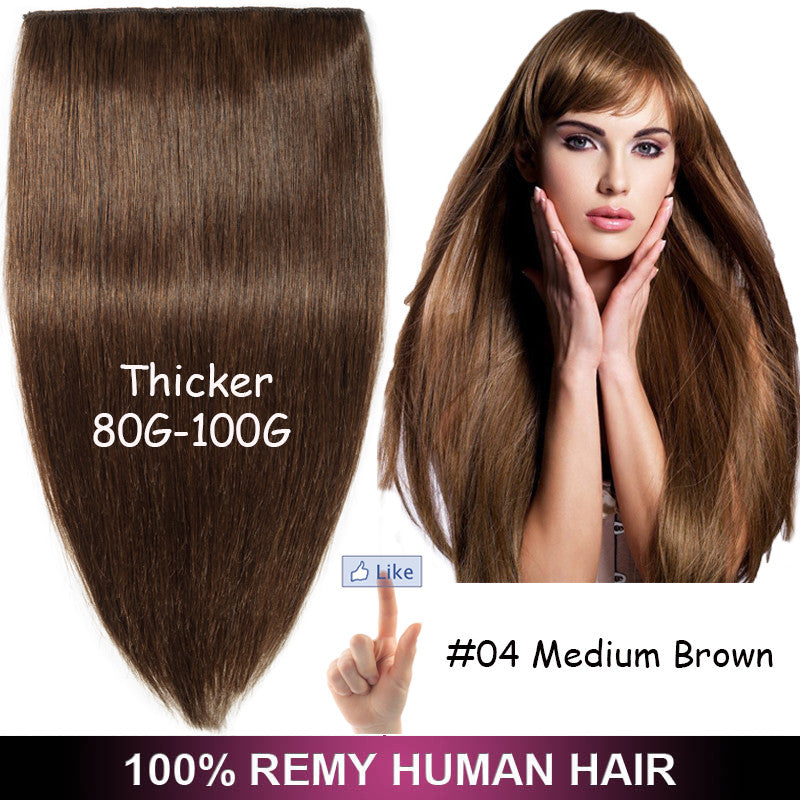 Full Head Clip-In Hair Extensions - Remy Human Hair, Seamless 3/4 Piece