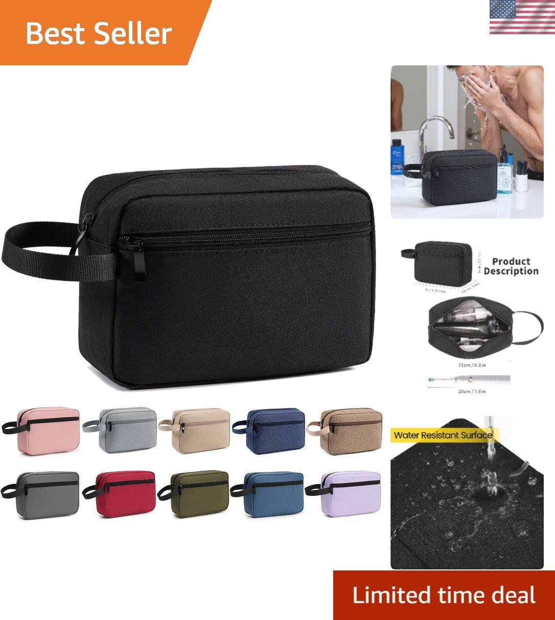 Water-Resistant Hanging Toiletry Bag for Men & Women Travel Organizer