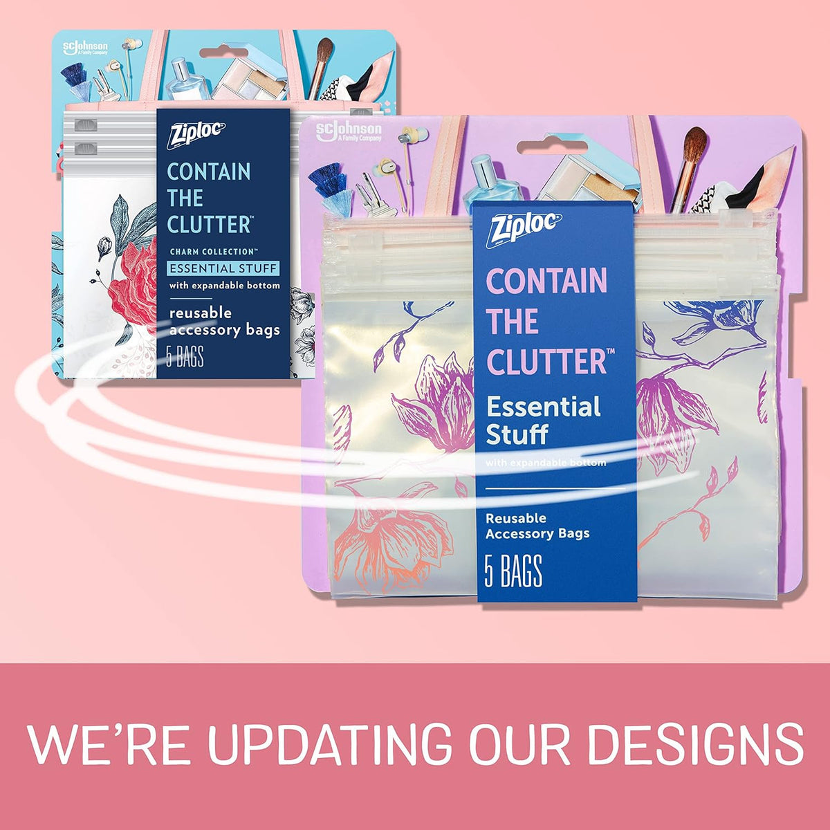 Reusable Travel Makeup & Accessory Bags - Charm Collection 5 Pack