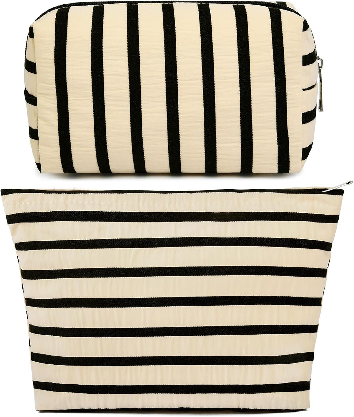 Large Stripe Makeup Bag Set - Travel Cosmetic Organizer, Waterproof Canvas