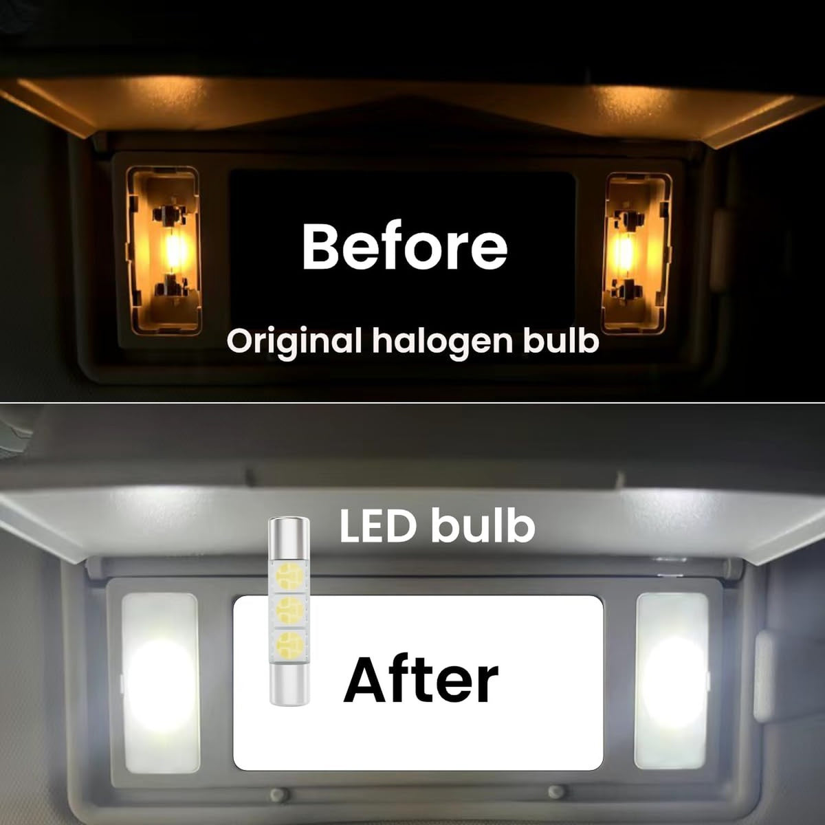 6 Pack 28mm & 29mm LED Car Vanity Mirror Lights - 6000K White Interior Bulbs