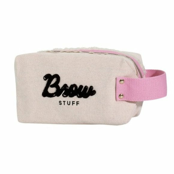 Benefit Cosmetics San Francisco Brow Varsity Make Up Bag Canvas Zipper