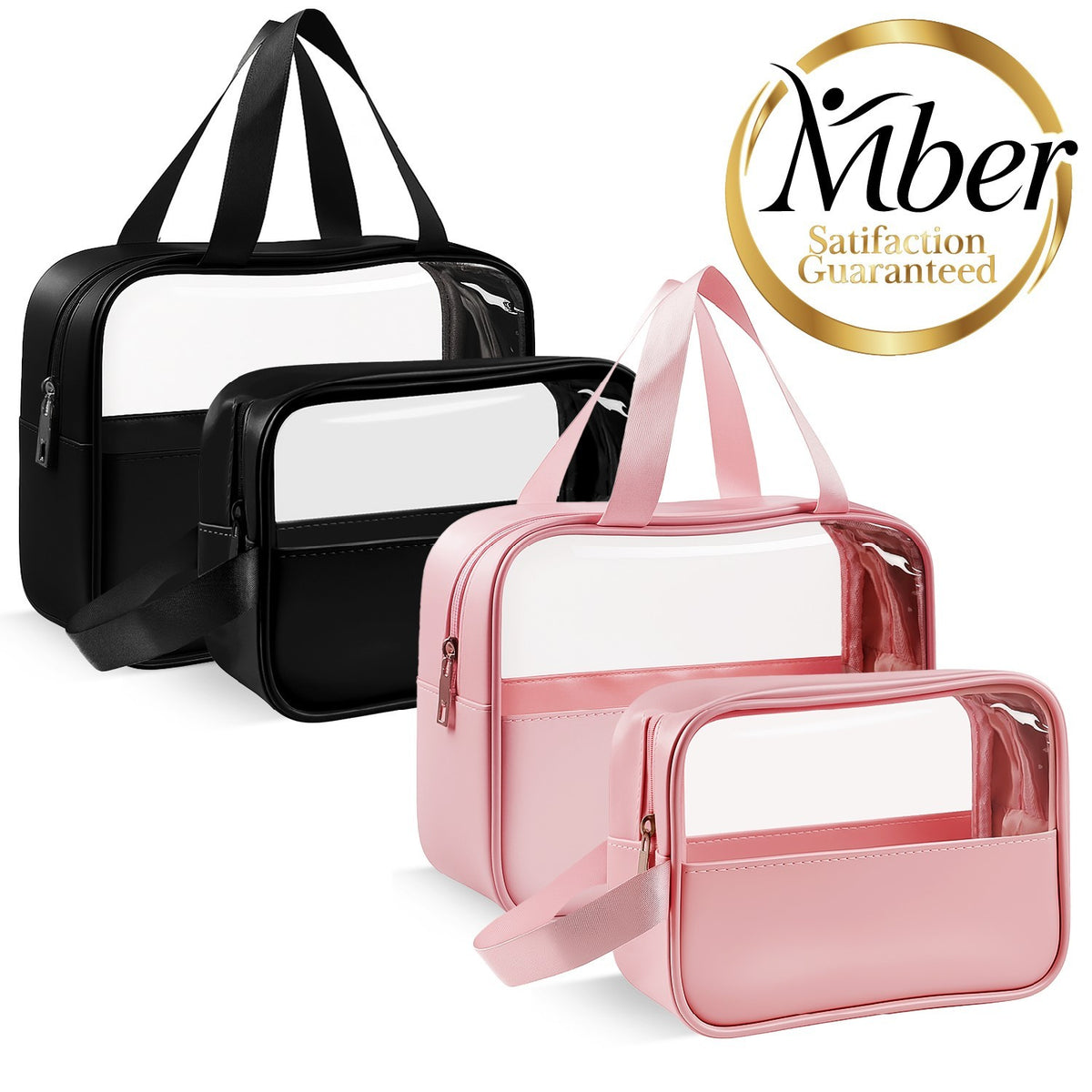 TSA Approved Clear Toiletry & Makeup Bags Set Travel Organizer