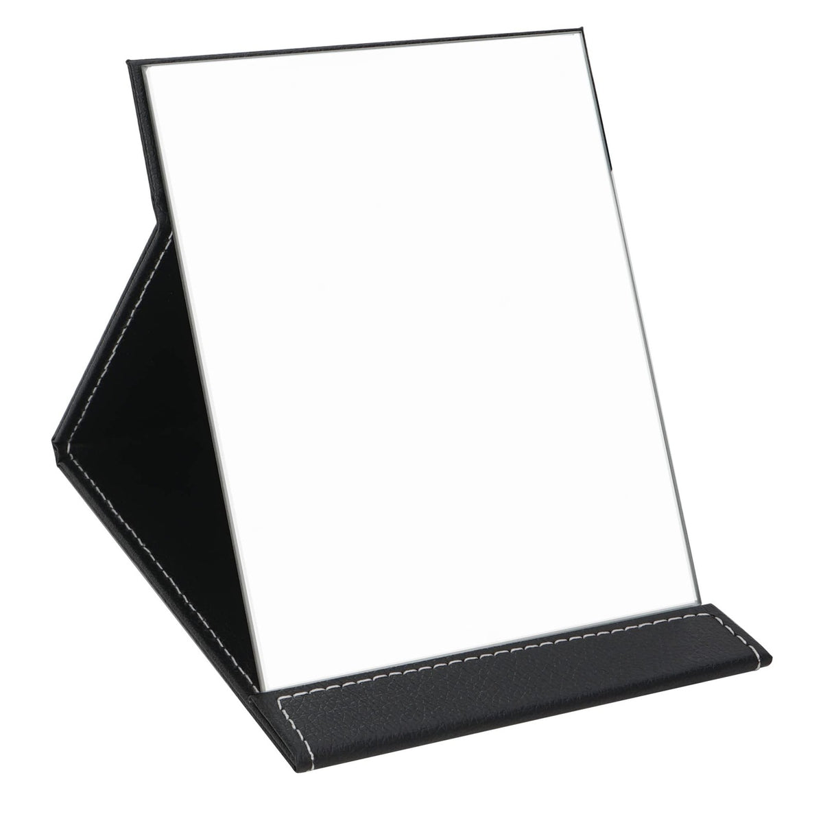 Portable Folding Travel Mirror with PU Leather Frame - Compact & Adjustable