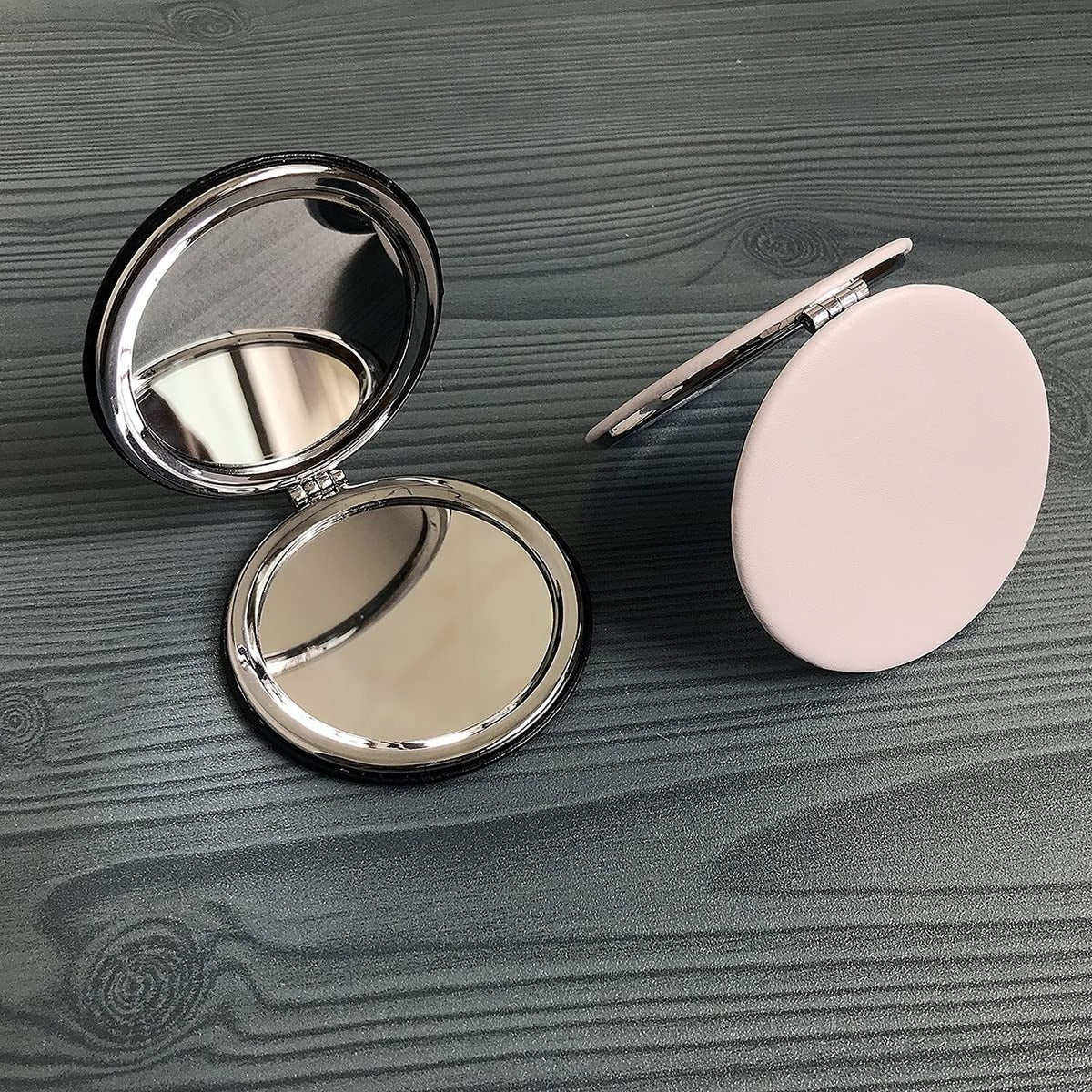 Double-Sided Makeup Mirror, 3.2" Round Folding Tabletop Mirror - Magnifying & Normal Sides
