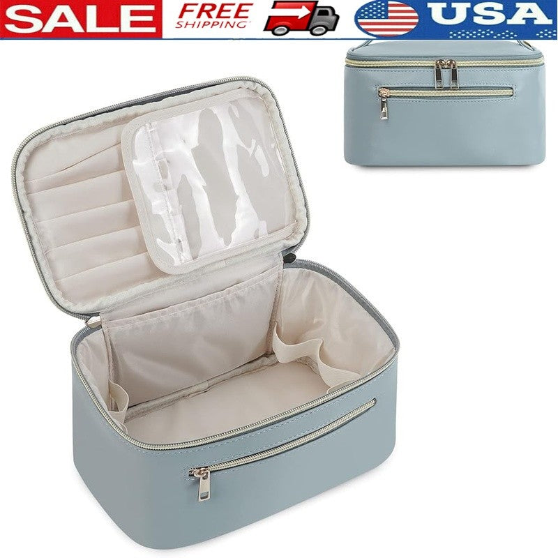 Travel Makeup Organizer Case with Padded Interior and Clear Cover - Women Gift