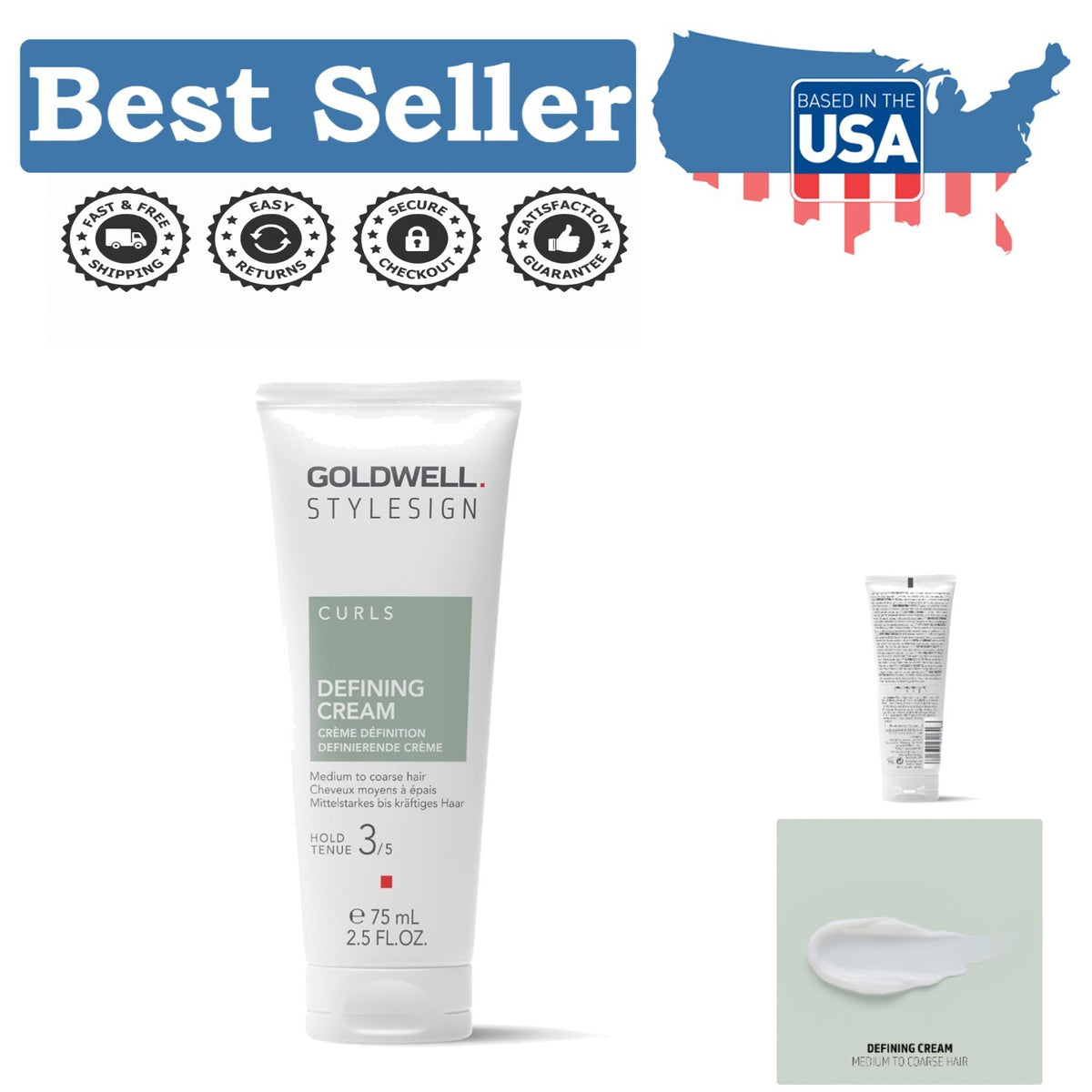 Hair Curl Defining Cream with Heat Protection for Medium to Coarse Hair