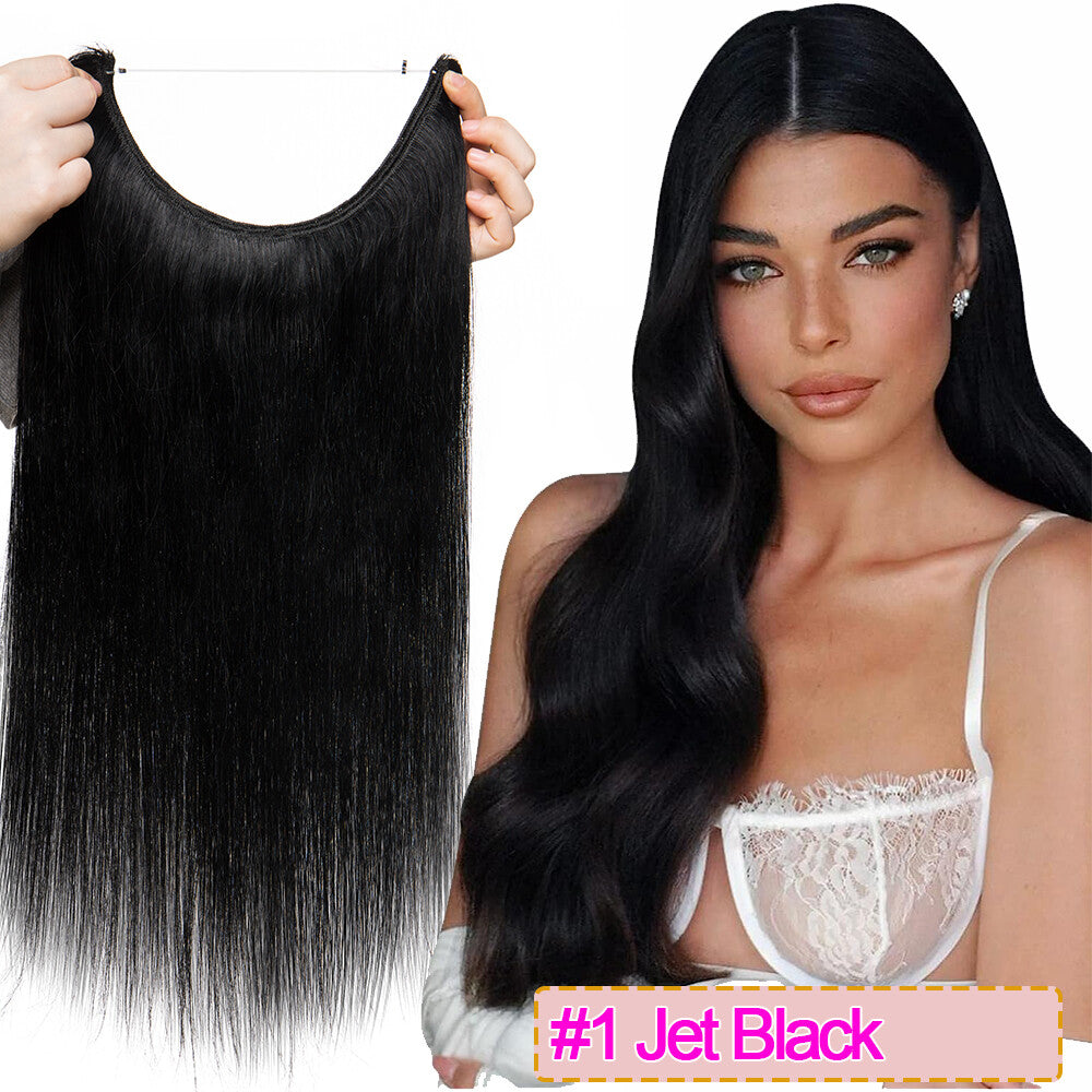 Invisible Wire Clip-In Hair Extensions - 100% Remy Human Hair, Easy to Wear