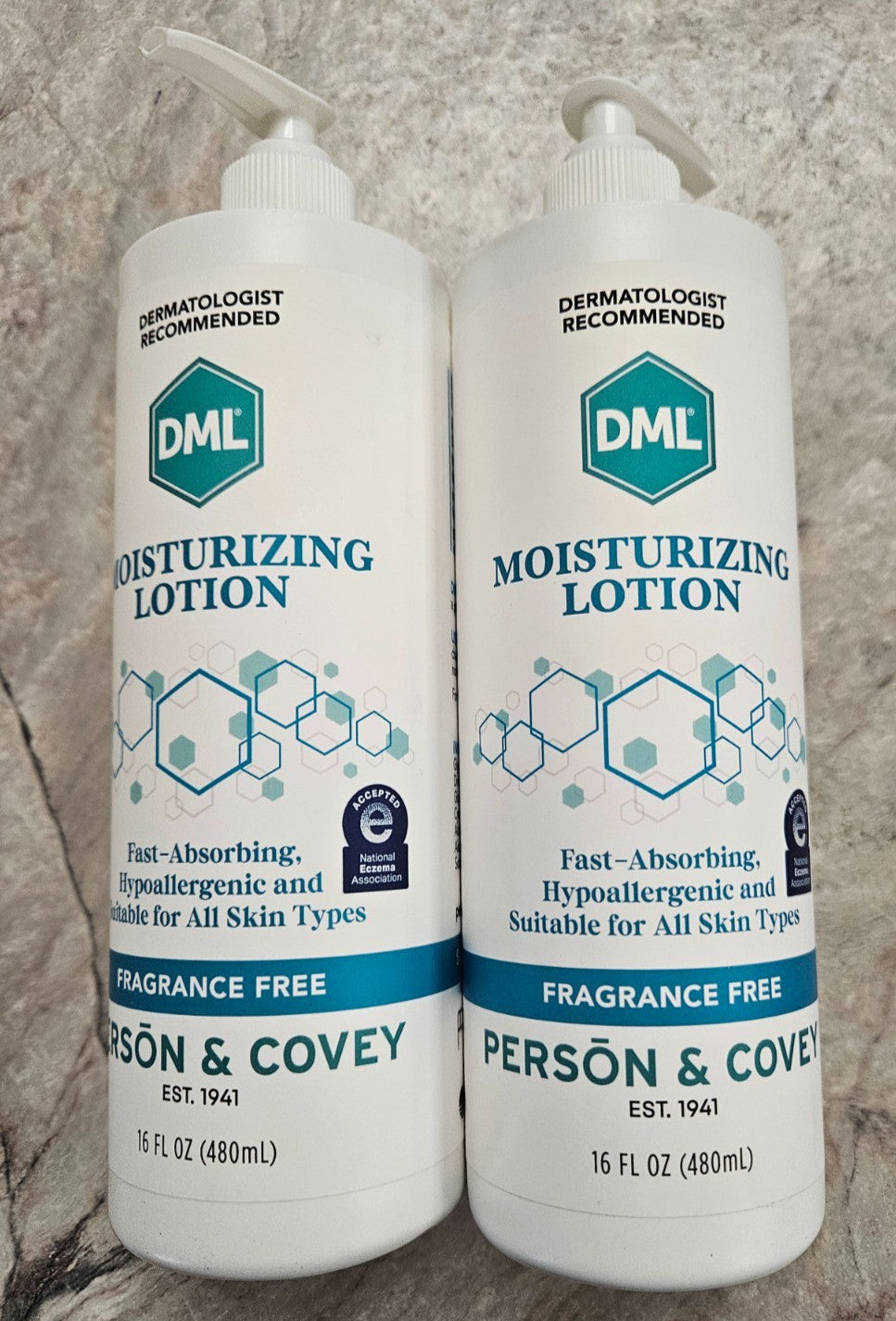 DML Moisturizing Lotion 16oz with Pump ( 2 bottles ) NEW LOOK!