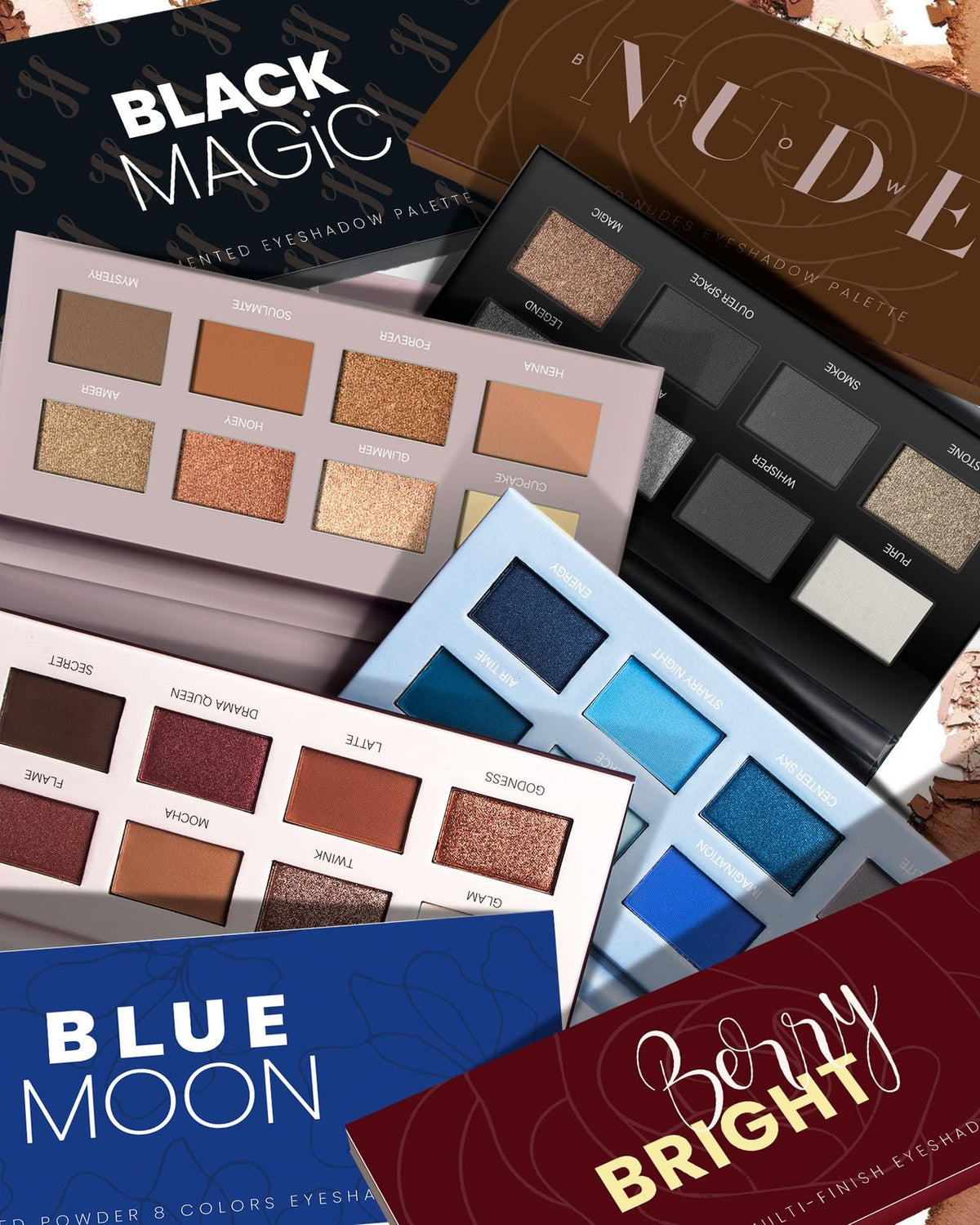 Black Smoky Eye Shadow Palette - 9 Matte and Shimmer Shades for Bold Looks