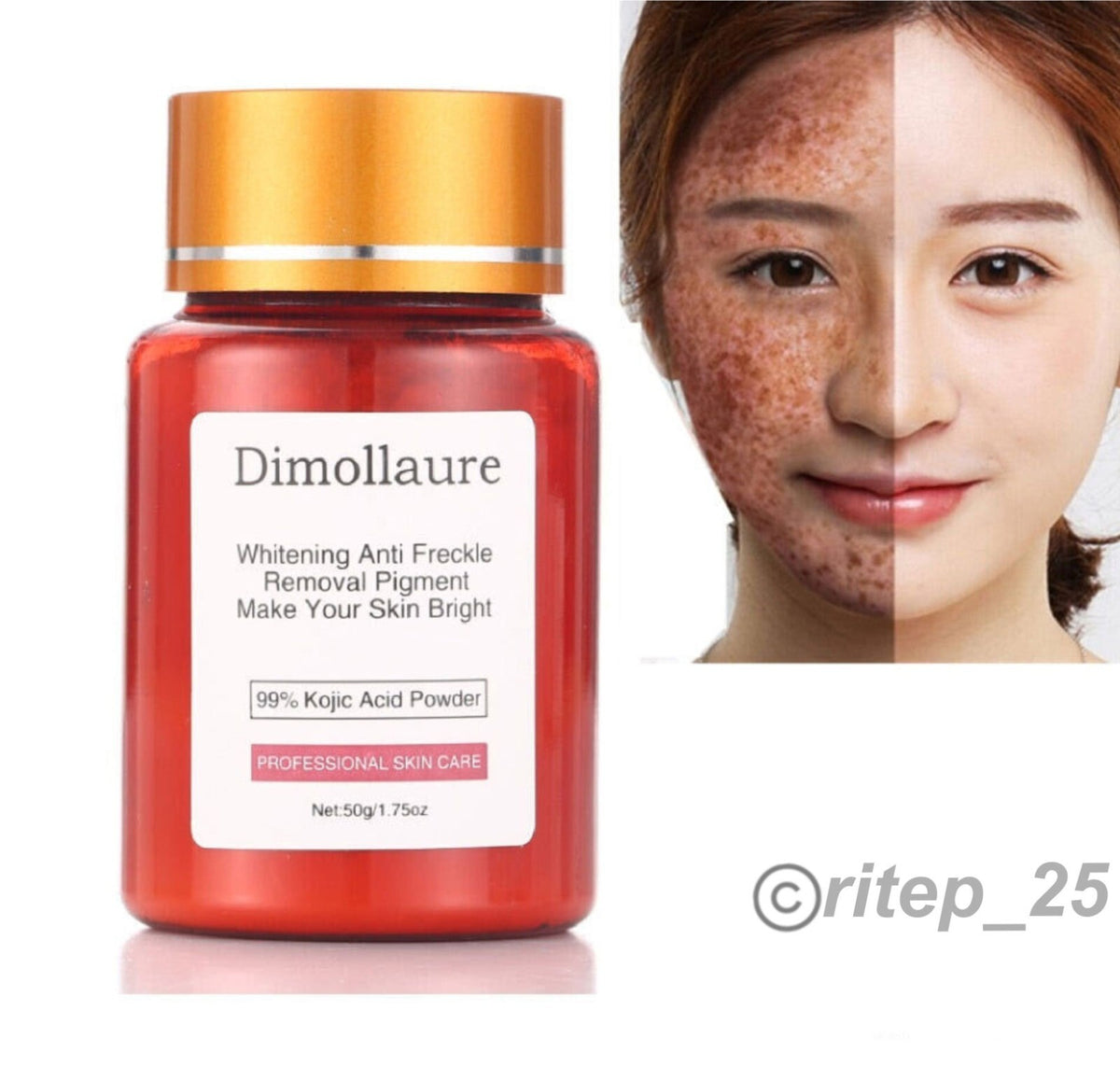 Kojic Acid Powder for Skin Whitening - 50g Pure 99% Face Care & Spot Removal
