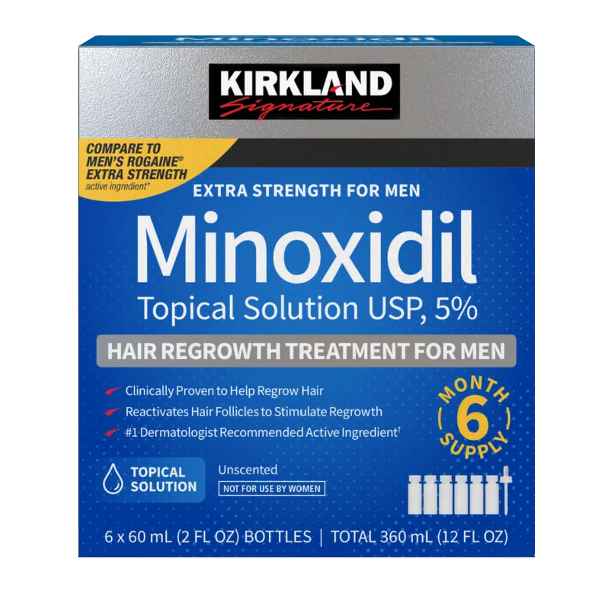 Minoxidil 5% Extra Strength Men Hair Regrowth - 6 Month Supply
