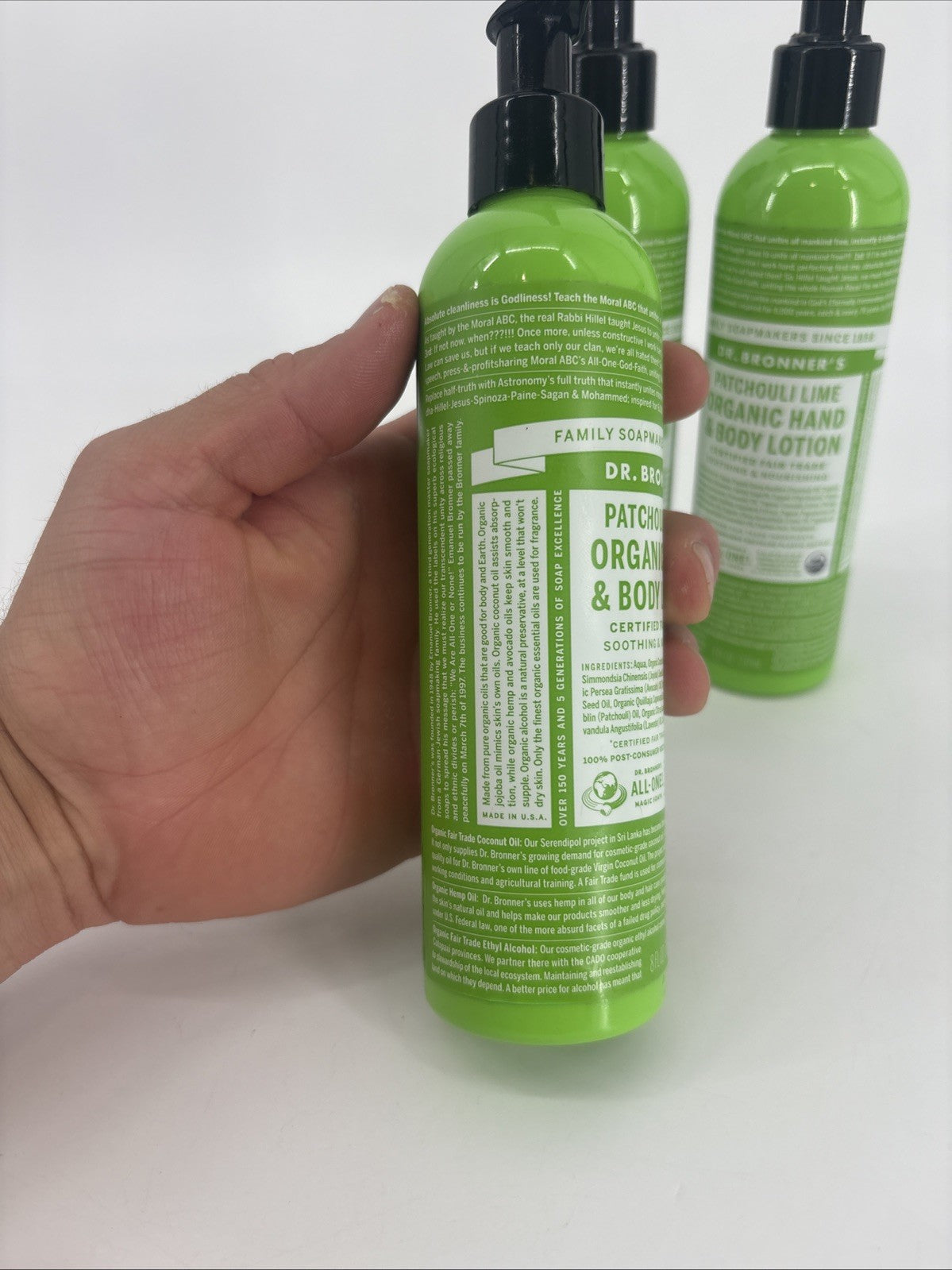 Dr. Bronner's Organic Hand & Body Lotion Patchouli Lime 8oz - 3 Pack